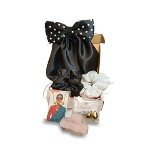 Gift Hamper for Girls and Women – Hair Accessories Combo with Scrunchies, Pearl Bow Clip, Pendant, Claw Clip & Earrings