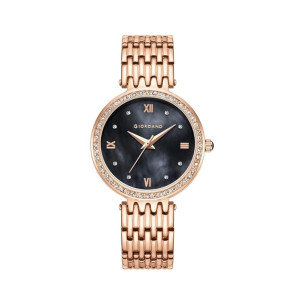 Giordano Analog Watch for Women with Stainless Steel Strap & Crystal Embellished Bezel
