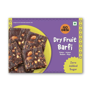 GO DESi Dry Fruits Barfi Dates Bar | No Added Sugar | 200g