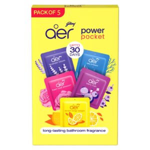 Godrej Aer Power Pocket Bathroom Freshener Assorted Pack of 5 (50g)
