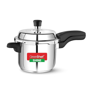 GREENCHEF Shine Outer Lid Stainless Steel Pressure Cooker 3 Litre (Induction & Gas)