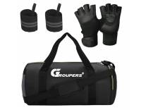 GROUPERS Duffle Bag with Wrist Band and Gloves Black Rs. 639