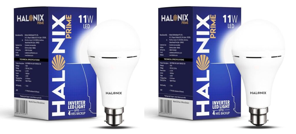 Halonix 11W Emergency LED Bulb Pack of 2 Upto 4Hrs Backup Rs. 449