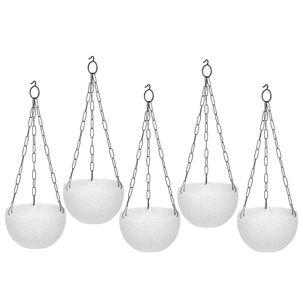 Hanging Planters Round Shape Flower Pots Pack of 5 White Rs.310 @ Amazon