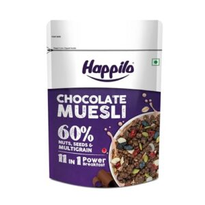Happilo Chocolate Muesli 450g 60% Nuts Seeds Multigrain Power Breakfast Rs. 111
