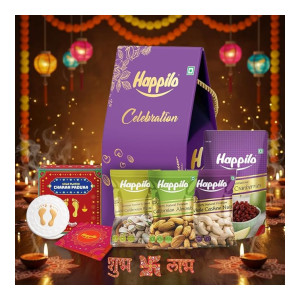 Happilo Shubh Labh Gift Box with Charan Paduka & Dry Fruits