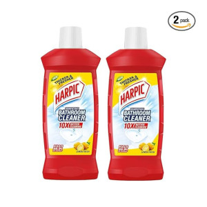 Harpic Bathroom Cleaner Liquid, Lemon, 1 Litre (Pack of 2)