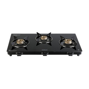Havells Calore Gas Stove with 3 Heavy Duty Forged Brass Burners and 6mm Toughened Glass