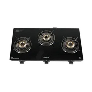 Havells GEOSLIM JUMBO Gas stove | 3 Heavy Duty Brass Burner | 6 mm Toughened Glass