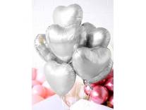 Heart Foil Balloons 18 Inch Silver 10 Pcs for Parties
