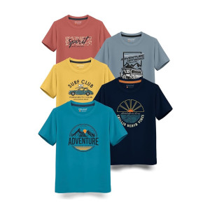 HELLCAT Boys Printed Blended Cotton T-Shirt Combo Pack of 2