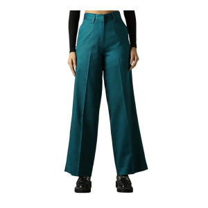 High Star Women High Rise Wide Leg Casual Trousers