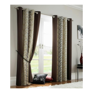 Home Sizzler Abstract Eyelet Polyester Door Curtain Set – 7ft