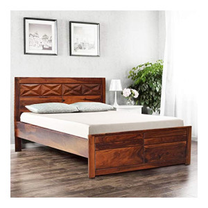 HomeTown Barcelona Sheesham Wood Queen Bed in Honey