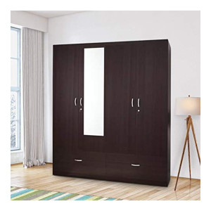 HomeTown Utsav Engineered Wood Four Door Wardrobe in Wenge Colour