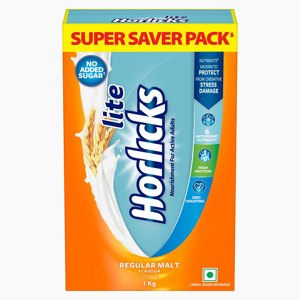 Horlicks Lite 1kg High Protein Zero Sugar Malt Flavor Rs. 424