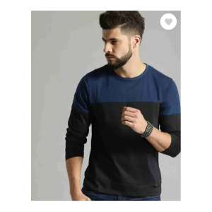 HouseOfCommon Men Colorblock Round Neck Cotton Blend T-Shirt