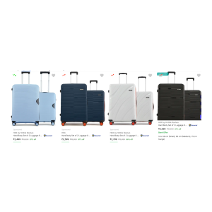 HRX by Hrithik Roshan Parabola PP Trolley 2PC Set Hard Body Luggage 8 Wheels