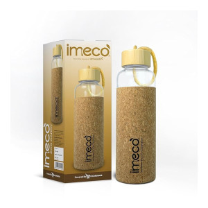 IMECO ECO CARRY Borosilicate Glass Water Bottle, 500ml with Cork Sleeve