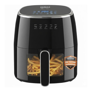 INALSA Air Fryer 5.5L with Visible Window, 1600W, Smart AirCrisp, 6-in-1, 8 Preset Menu & Digital Display