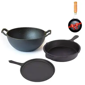 The Indus Valley Cast Iron Cookware Set + Free Tadka Pan