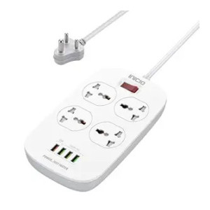 INICIO QC3.0 Fast Charge Extension Board with 3 USB & 4 Universal Sockets