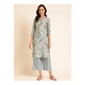Ishin Floral Printed V-Neck Kurti