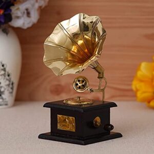 Deal JaipurCrafts Gramophone Showpiece 23 cm Brass Brown Gold Rs. 282