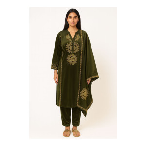 Jevika Women Velvet Kurti Pant Dupatta Set