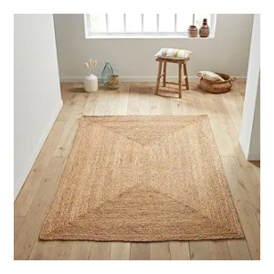 A R Creations Jute Reversible Braided Handwoven Carpet 3X6 Feet