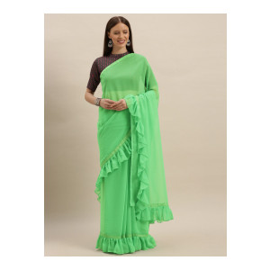 KALINI Ruffled Poly Georgette Saree