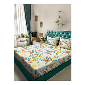 KLOTTHE White Floral King Bedsheet at Rs366 | Trackingv3 Deal