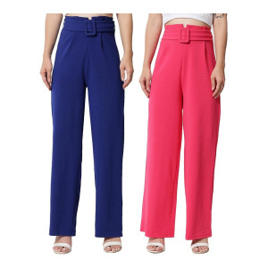 KOTTY Women High Rise Regular Casual Pants