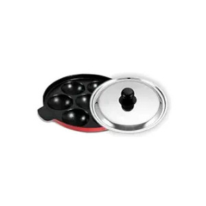 kyyte Non-Stick Alpha Panniyarkal with SS Lid 7 Pits, Gas Stove Compatible