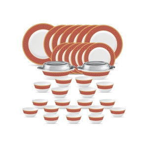 La Opala Diva Sovrana Collection Dinner Set 35 pcs Regent Red