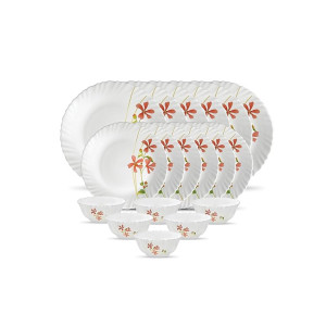 La Opala Novo Collection Opal Glass Dinner Set 18 pcs Coral Charm