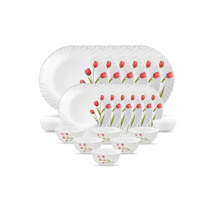 La Opala Novo Collection Opal Glass Floral Dinner Set 20 Pcs