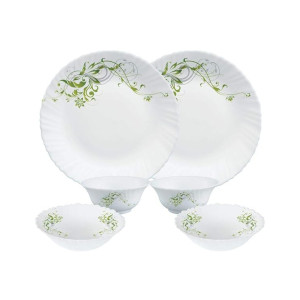 Larah by Borosil Fluted Series Erba Opalware Dinner Set (6 Piece)
