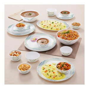 Larah By Borosil Moon Mia Dinner Set – 27 Pcs, Opal Glass Crockery Set