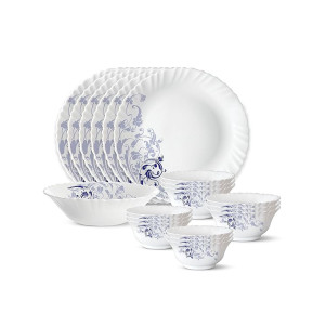 Larah by Borosil Silk Series Opalware 19-Piece Dinner Set