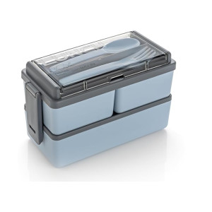 LEAWALL Plastic Lunch Box with 3 Detachable Boxes, 2 Spoons & Lid, BPA Free, Air Tight, 1400ml