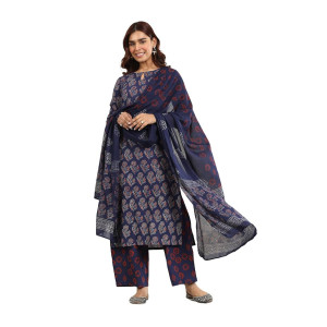 Libas Blue Printed Cotton Kurta Set at Rs1069 | Amazon Deal