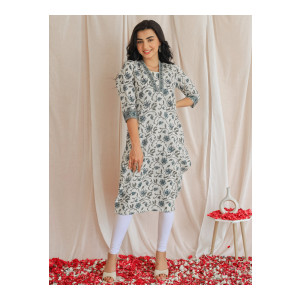 Libas Floral Pure Cotton Straight Kurta