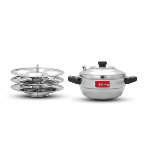 Lifelong Stainless Steel Idli Cooker (3 Plate, 12 Idlis, Induction & Gas)