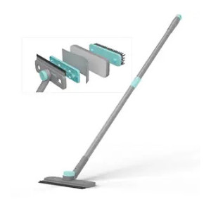 Lifelong 4-in-1 Multi-Purpose Cleaning Stick with Soft Silicone Wiper, Scrubber Brush & Reusable Pads