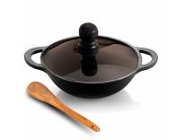 Lifelong Cast Iron Kadhai 24cm with Lid & Spatula