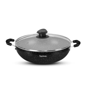 Lifelong Non-Stick Kadhai with Glass Lid, Induction & Gas Compatible