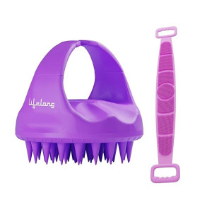 Lifelong Silicone Manual Scalp Massager Shampoo Brush with Body Scrubber