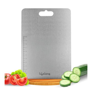 Lifelong Stainless Steel Chopping Board with Anti-Skid Stickers (31.8CM X 21CM)
