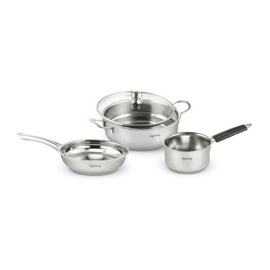 Lifelong Stainless Steel Kadai, Frypan & Saucepan Set